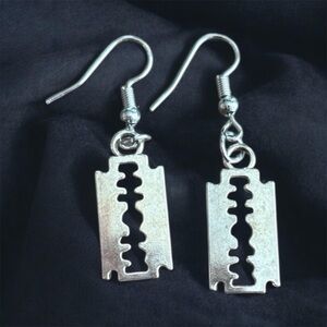 Metallic Razor Blade Trendy Alt Dangle Earrings